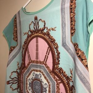 TED BAKER TEAL KOLLETT VERSAILLES WOVEN FRONT TEE